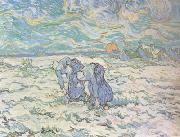 Two Peasant Women Digging in Field with Snow (nn04)